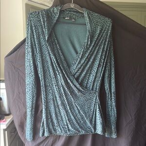 Apt. 9 Green Wrap Blouse with Long Sleeves